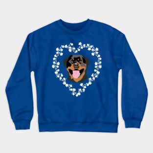 Rottweiler Dog and Cherry Blossom Heart Wreath Crewneck Sweatshirt